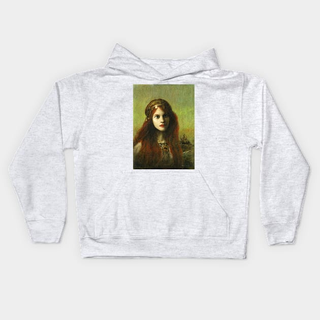 The Celt (Pre-raphaelite Redhead) Kids Hoodie by mictomart